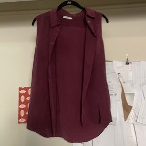 Eggplant Grana Chinese silk sleeveless top